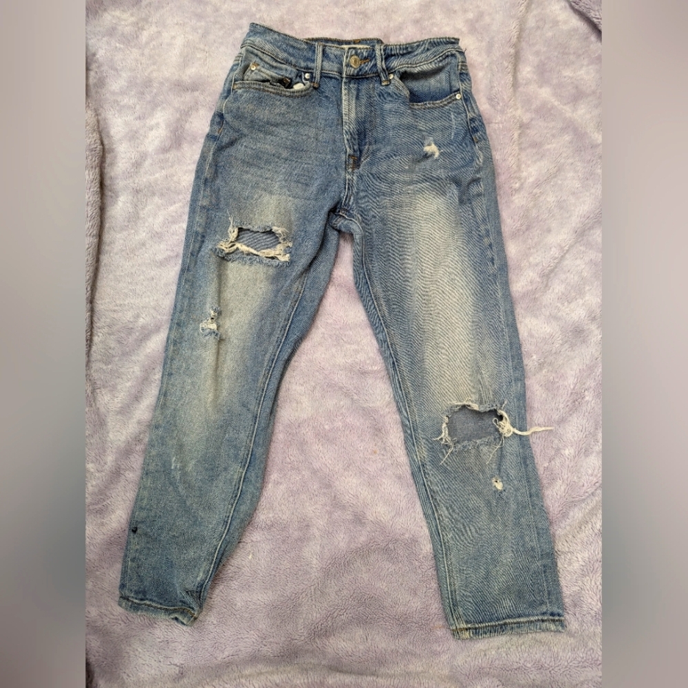 Sky and sparrow cotton/spandex denim jeans, distressed, size 1